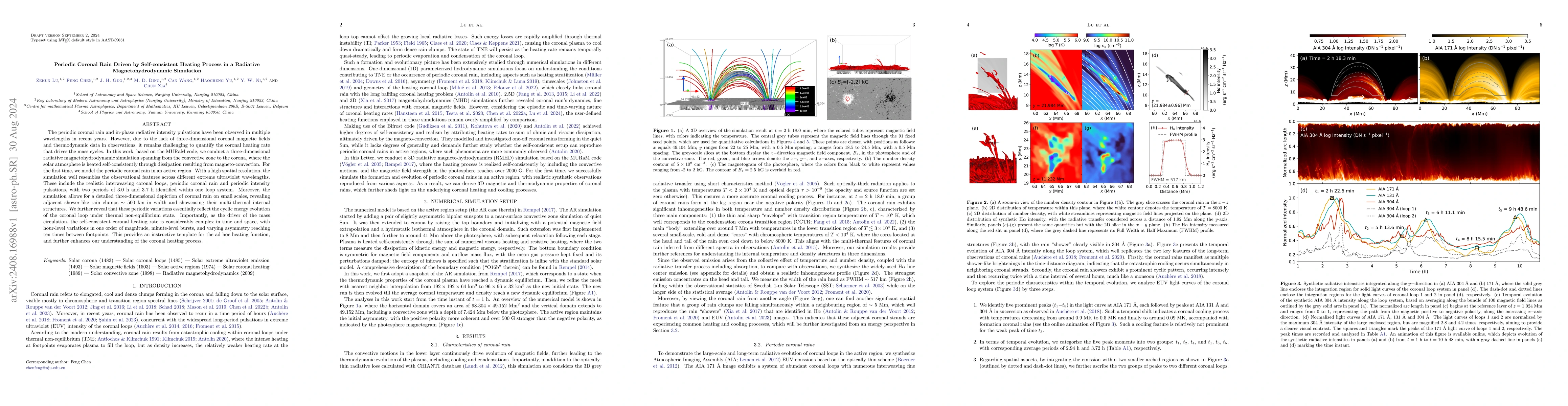Thumbnail for Periodic Coronal Rain Driven by Self-consistent Heating Process in a
  Radiative Magnetohydrodynamic Simulation