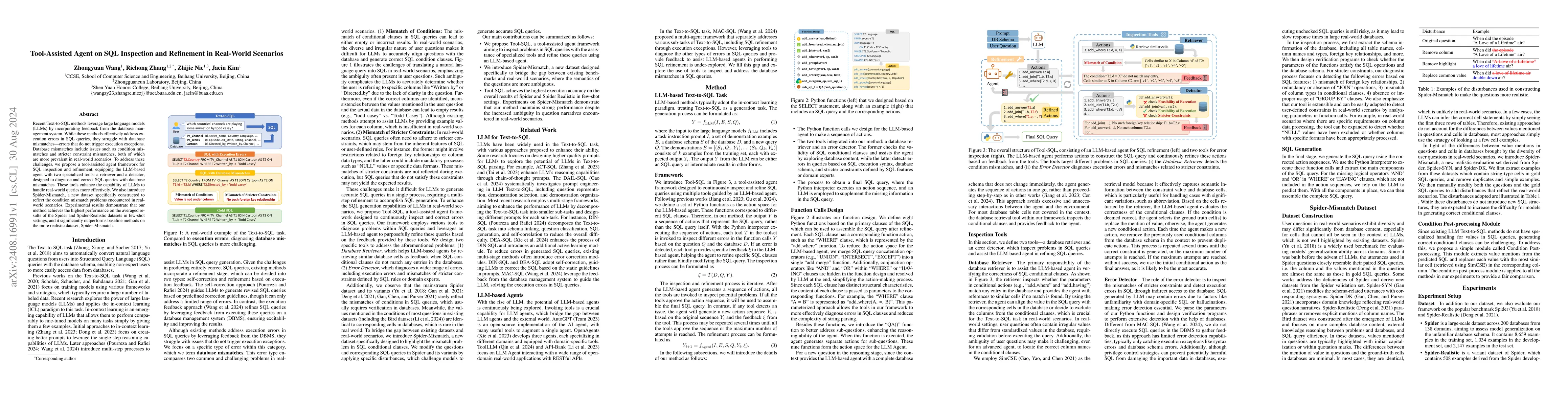 Thumbnail for Tool-Assisted Agent on SQL Inspection and Refinement in Real-World
  Scenarios