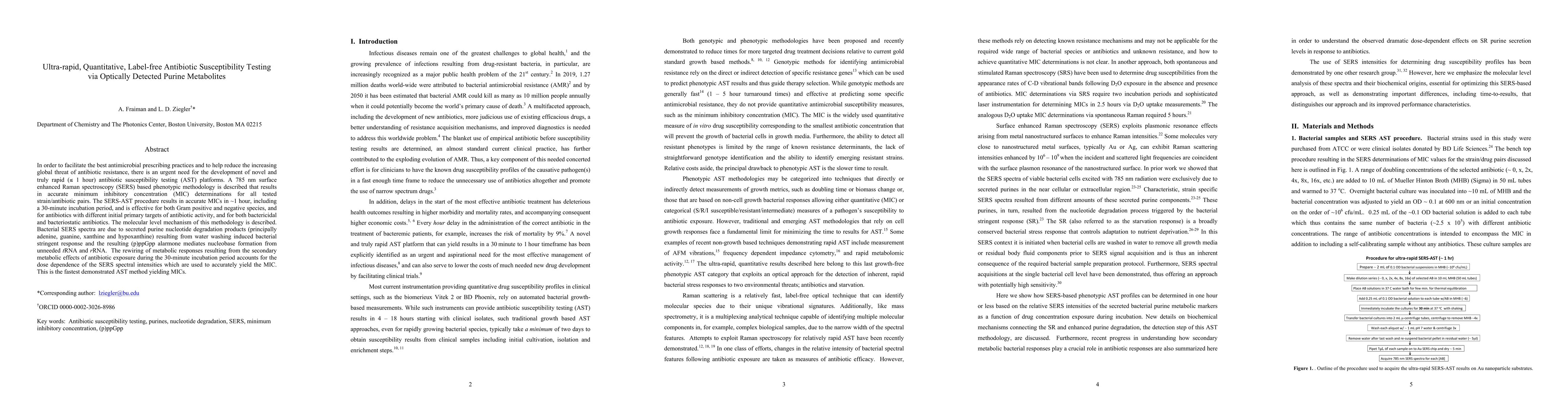 Thumbnail for Ultra-rapid, Quantitative, Label-free Antibiotic Susceptibility Testing
  via Optically Detected Purine Metabolites