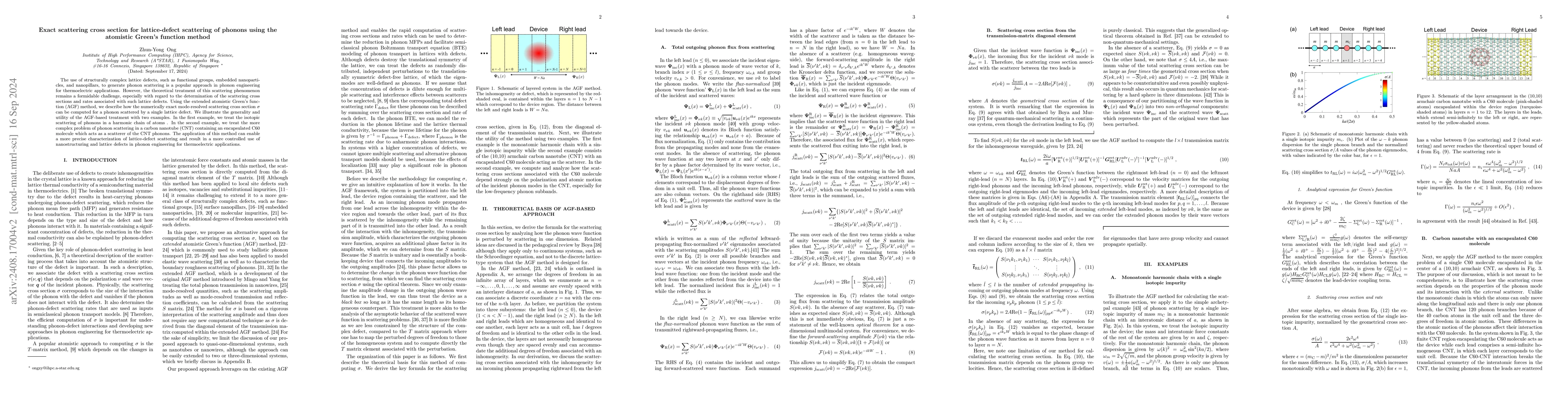 Thumbnail for Exact scattering cross section for lattice-defect scattering of phonons
  using the atomistic Green's function method