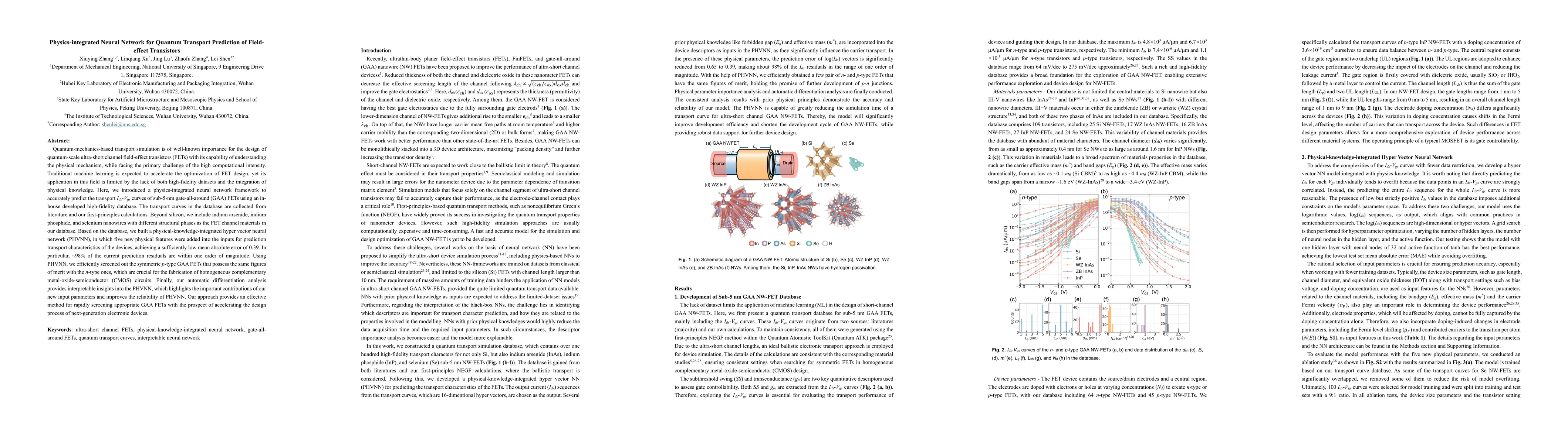 Thumbnail for Physics-integrated Neural Network for Quantum Transport Prediction of
  Field-effect Transistor