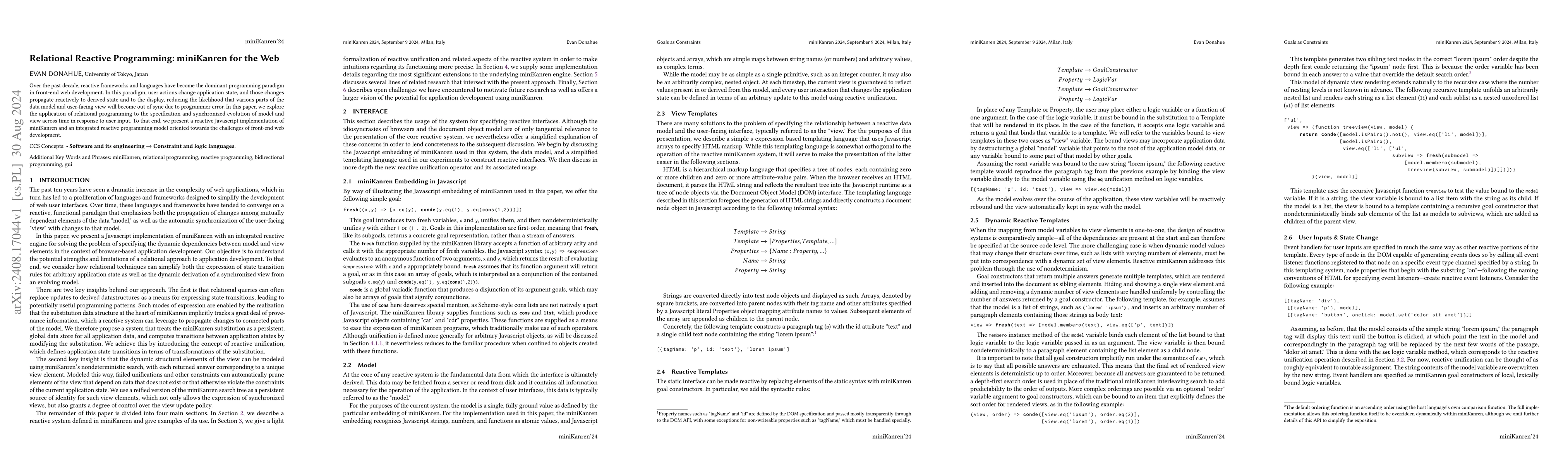 Thumbnail for Relational Reactive Programming: miniKanren for the Web