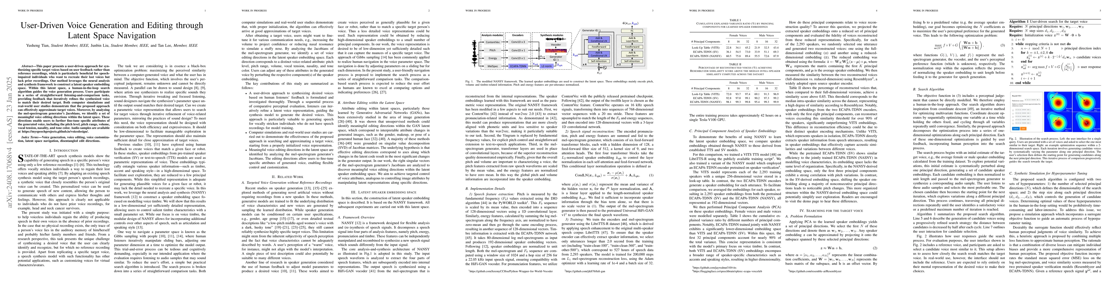 Thumbnail for User-Driven Voice Generation and Editing through Latent Space Navigation