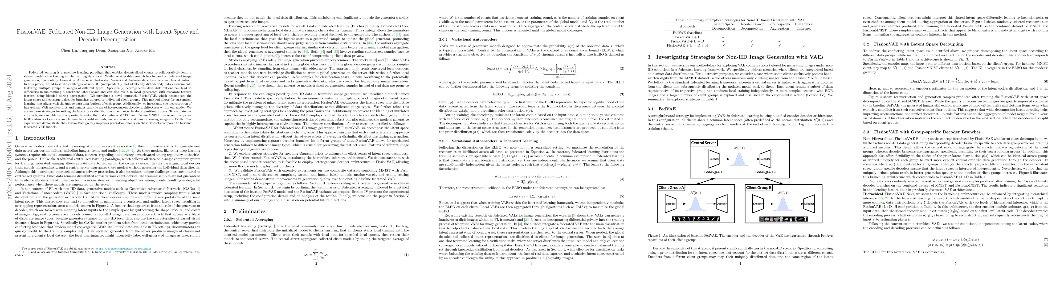 Thumbnail for FissionVAE: Federated Non-IID Image Generation with Latent Space and
  Decoder Decomposition