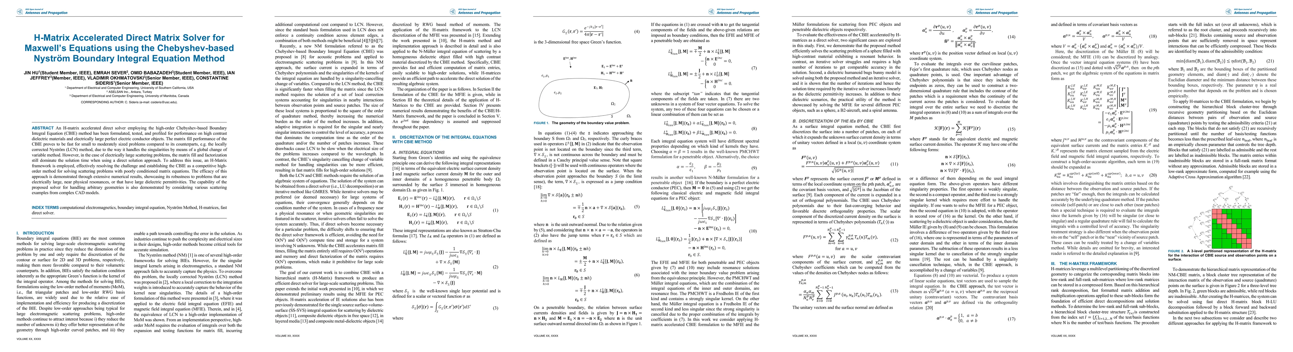 Thumbnail for H-Matrix Accelerated Direct Matrix Solver for Maxwell's Equations using
  the Chebyshev-based Nyström Boundary Integral Equation Method