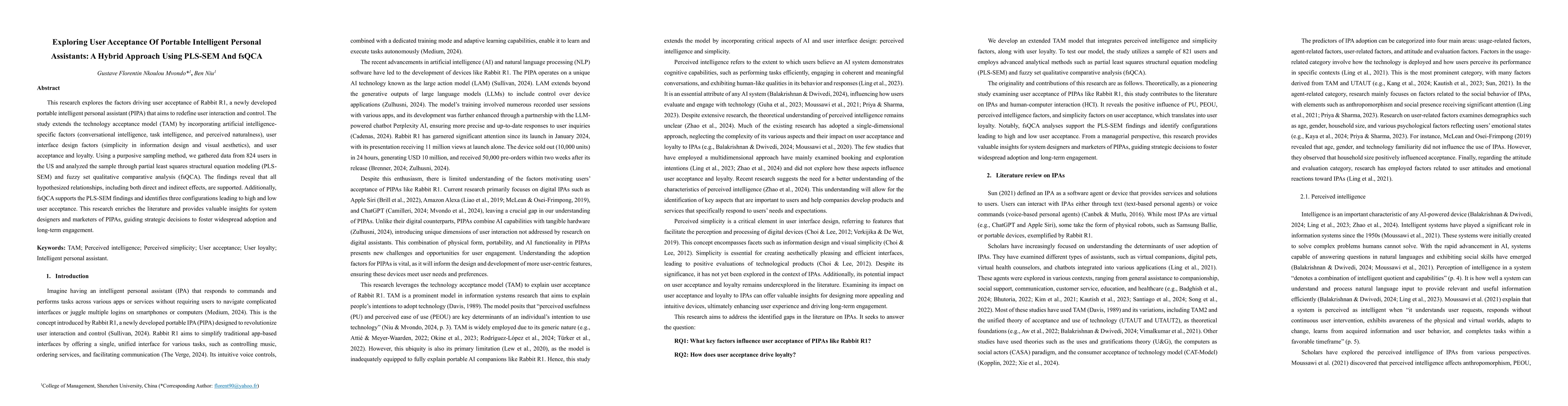 Thumbnail for Exploring User Acceptance Of Portable Intelligent Personal Assistants: A
  Hybrid Approach Using PLS-SEM And fsQCA