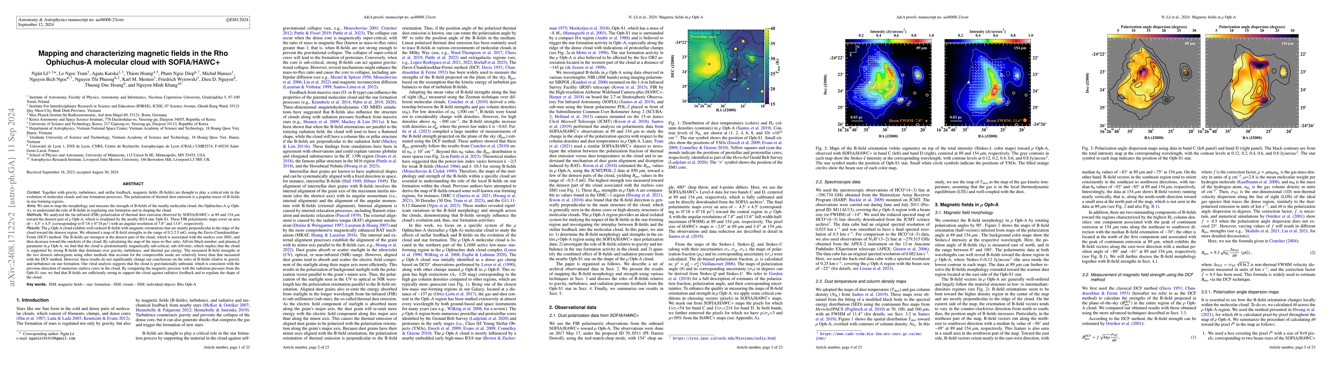Thumbnail for Mapping and characterizing magnetic fields in the Rho Ophiuchus-A
  molecular cloud with SOFIA/HAWC$+$