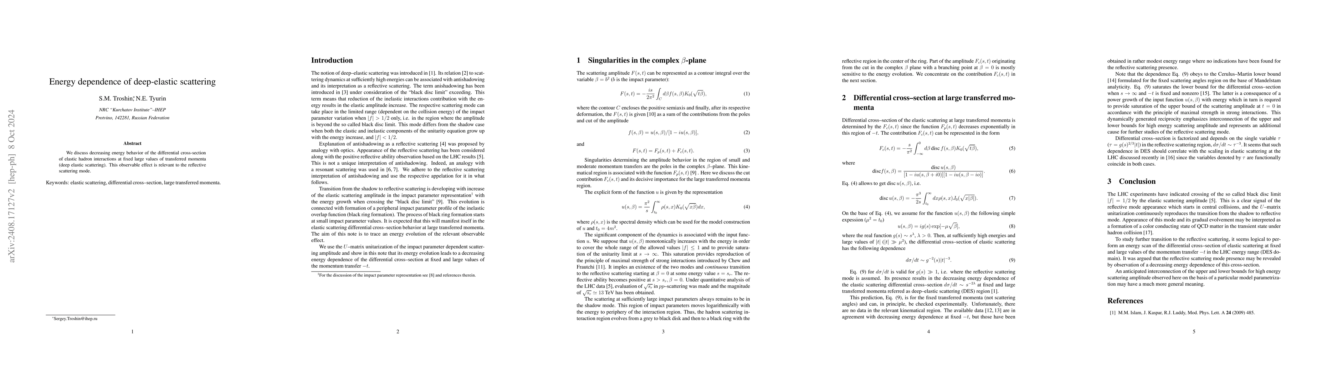 Thumbnail for Energy dependence of deep-elastic scattering