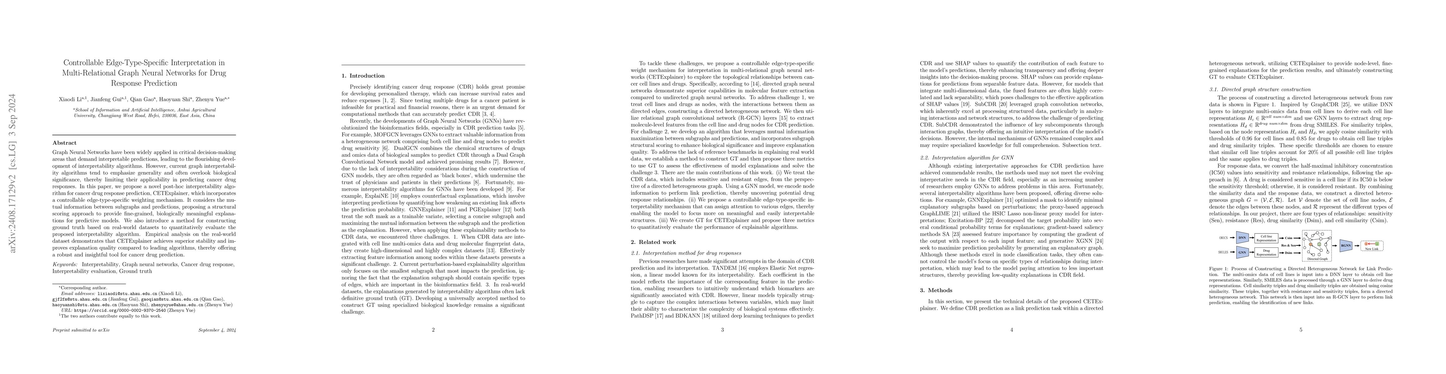 Thumbnail for Controllable Edge-Type-Specific Interpretation in Multi-Relational Graph
  Neural Networks for Drug Response Prediction