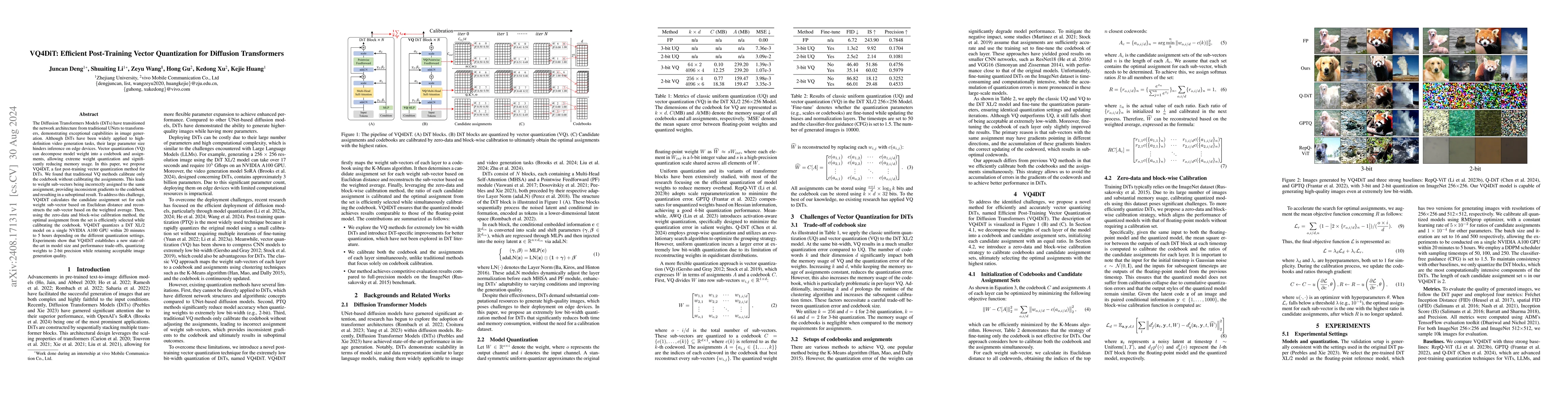 Thumbnail for VQ4DiT: Efficient Post-Training Vector Quantization for Diffusion
  Transformers