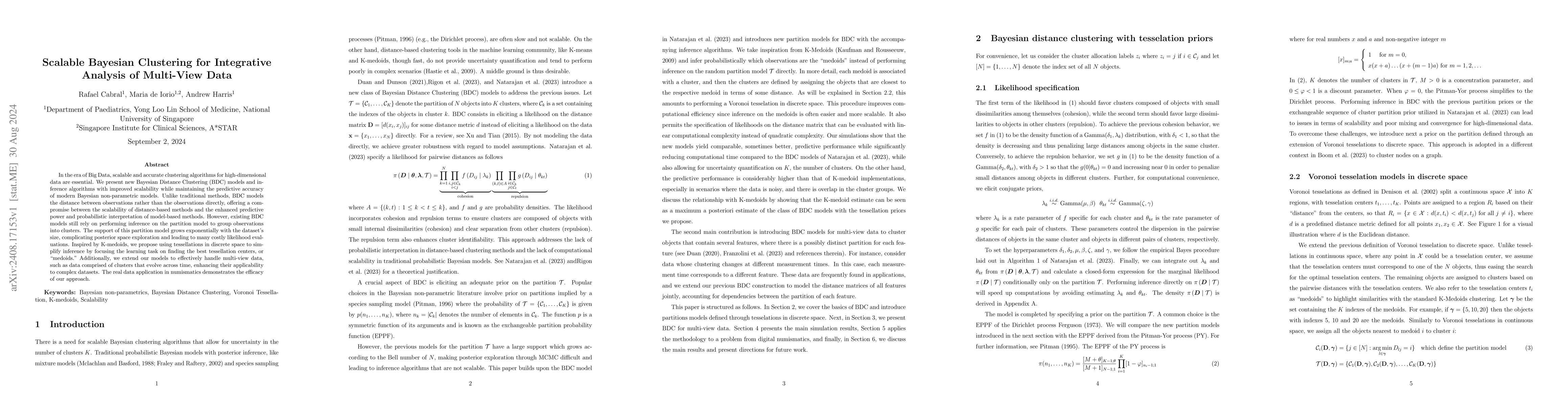 Thumbnail for Scalable Bayesian Clustering for Integrative Analysis of Multi-View Data