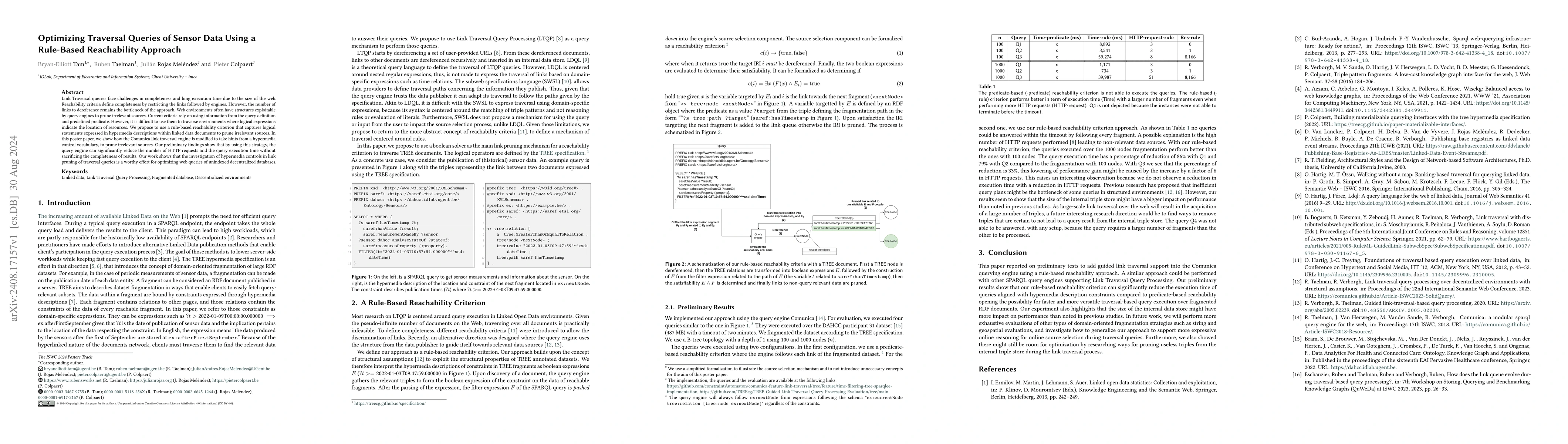 Thumbnail for Optimizing Traversal Queries of Sensor Data Using a Rule-Based
  Reachability Approach