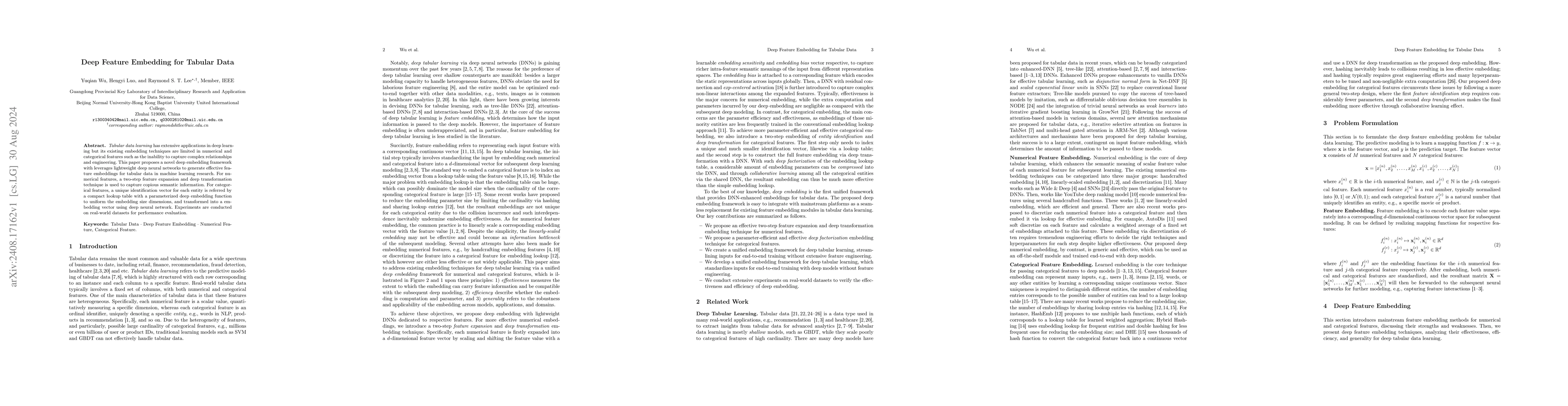 Thumbnail for Deep Feature Embedding for Tabular Data