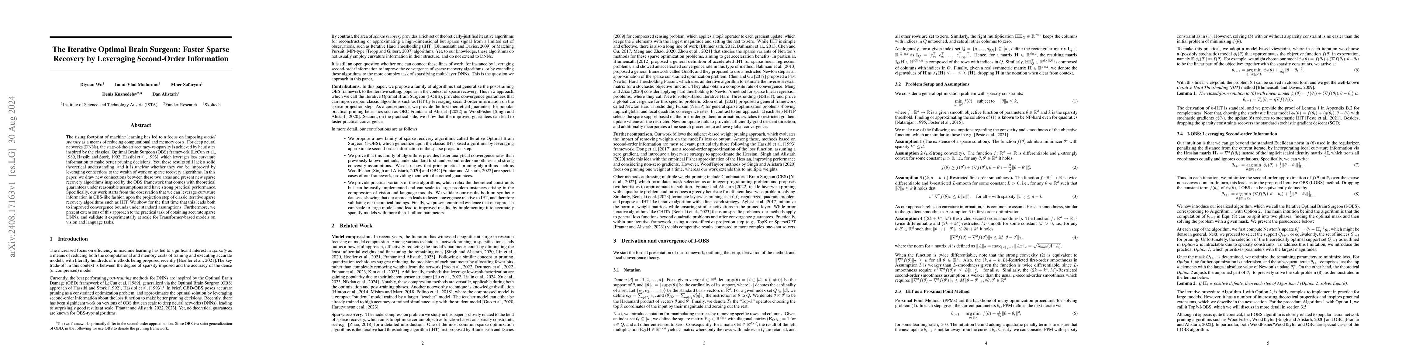 Thumbnail for The Iterative Optimal Brain Surgeon: Faster Sparse Recovery by
  Leveraging Second-Order Information