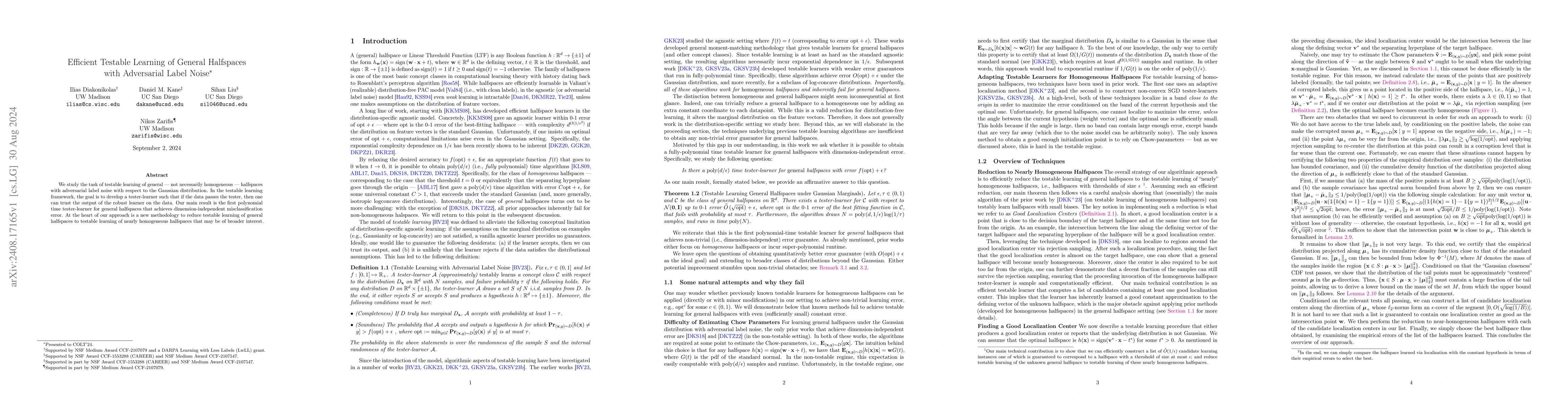 Thumbnail for Efficient Testable Learning of General Halfspaces with Adversarial Label
  Noise