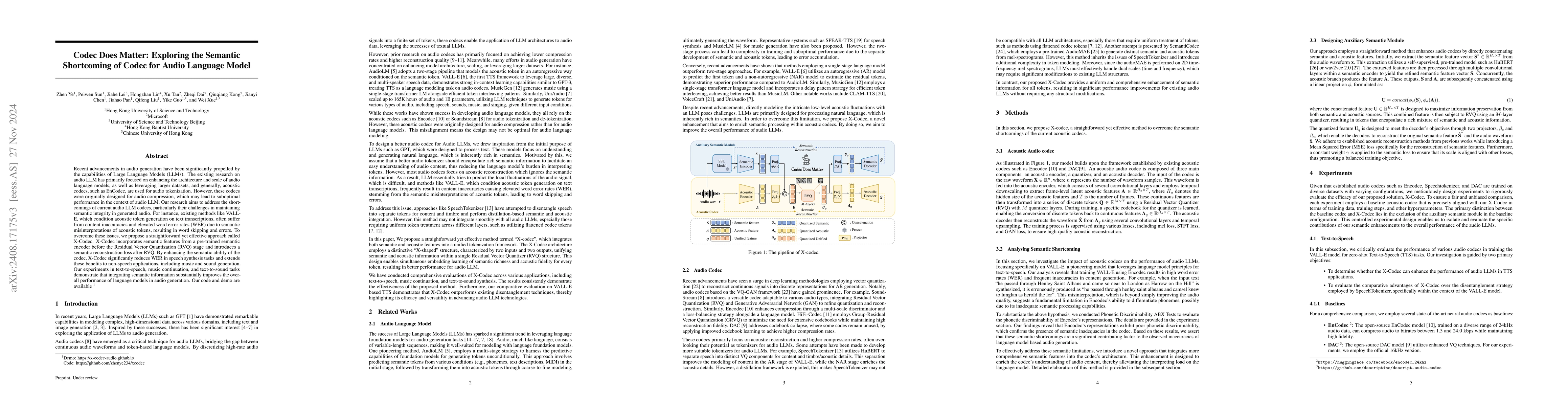 Thumbnail for Codec Does Matter: Exploring the Semantic Shortcoming of Codec for Audio
  Language Model