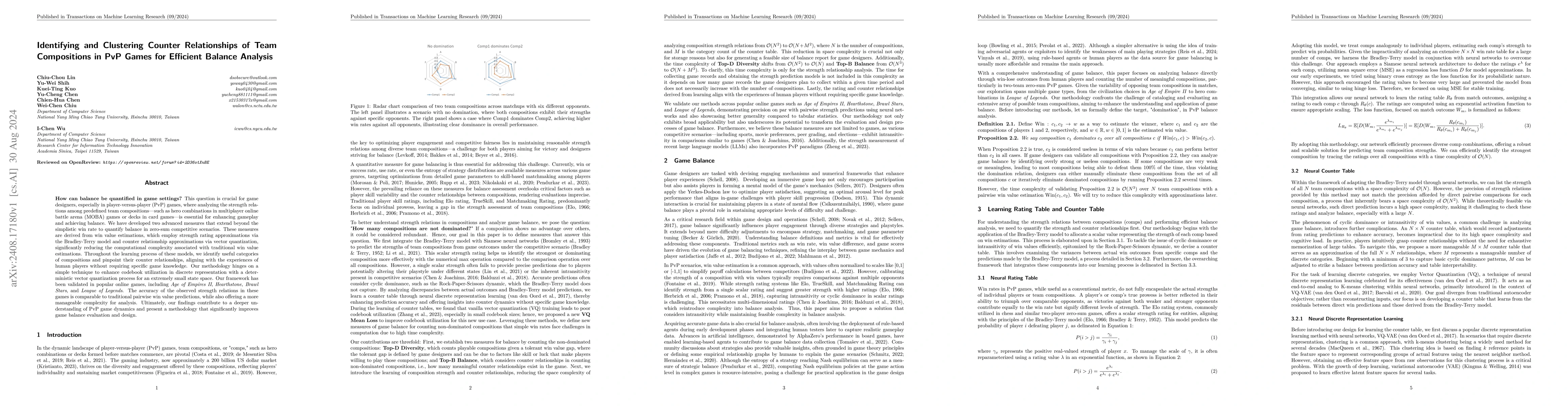 Thumbnail for Identifying and Clustering Counter Relationships of Team Compositions in
  PvP Games for Efficient Balance Analysis
