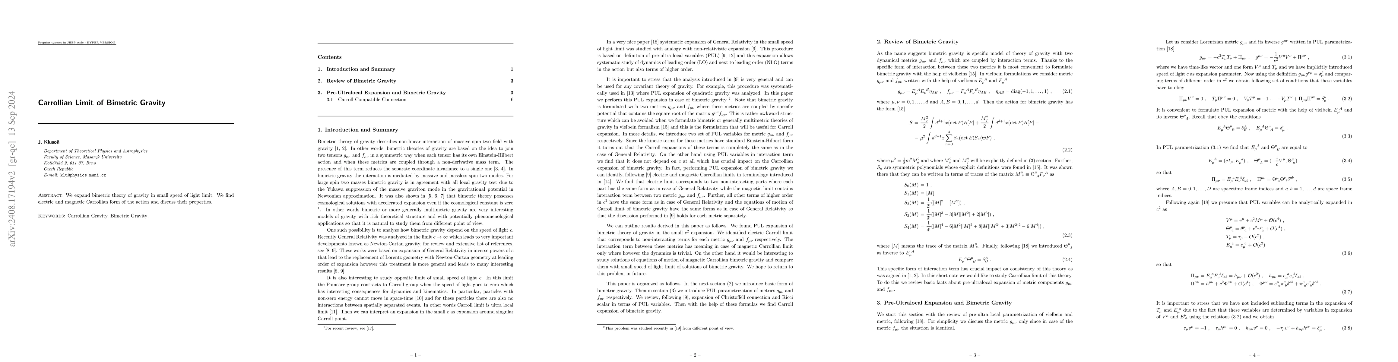 Thumbnail for Carrollian Limit of Bimetric Gravity