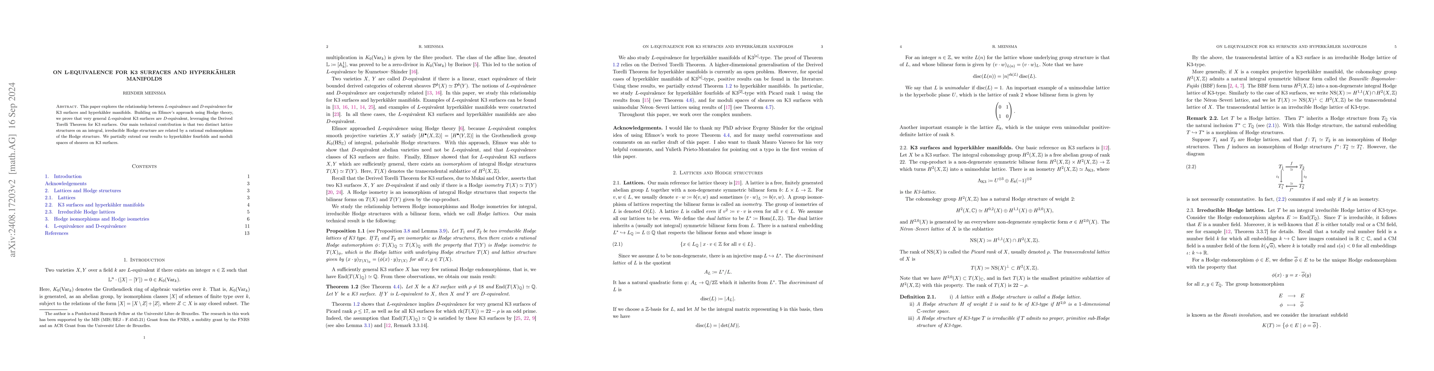 Thumbnail for On L-equivalence for K3 surfaces and hyperkĂ¤hler manifolds