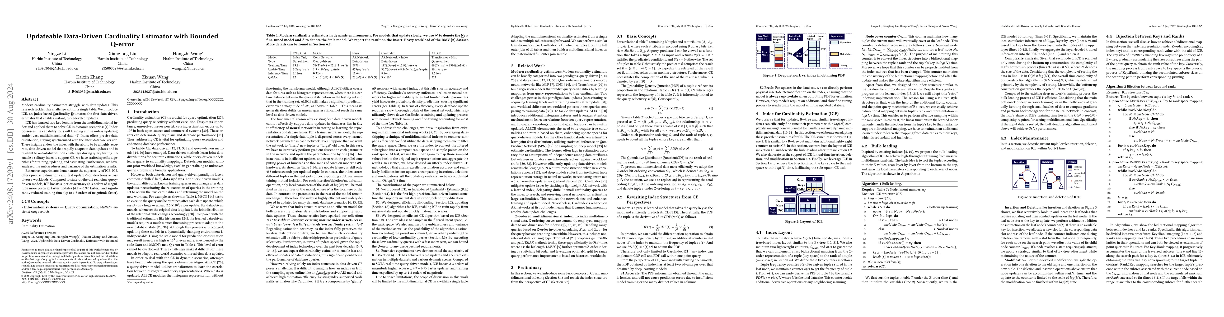 Thumbnail for Updateable Data-Driven Cardinality Estimator with Bounded Q-error