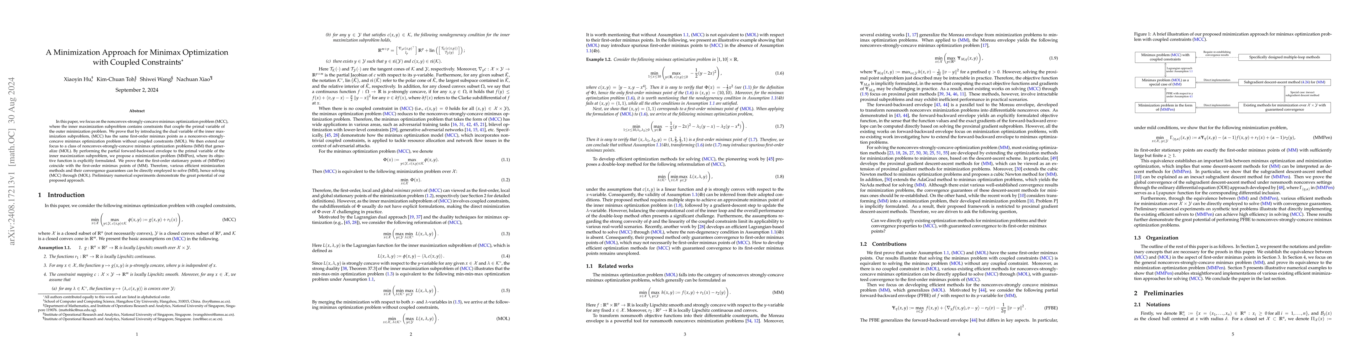 Thumbnail for A Minimization Approach for Minimax Optimization with Coupled
  Constraints