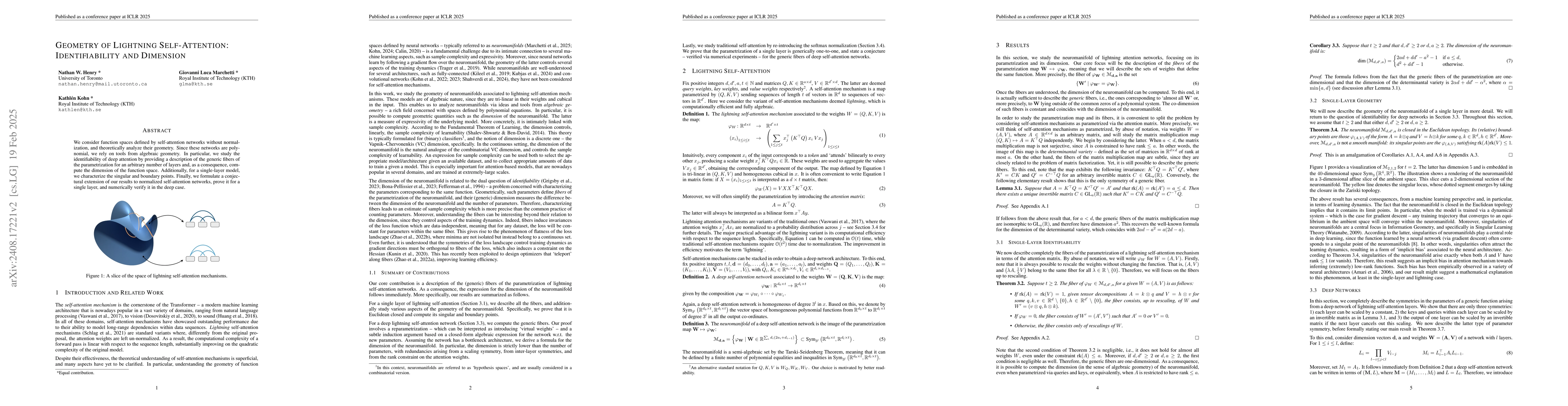Thumbnail for Geometry of Lightning Self-Attention: Identifiability and Dimension