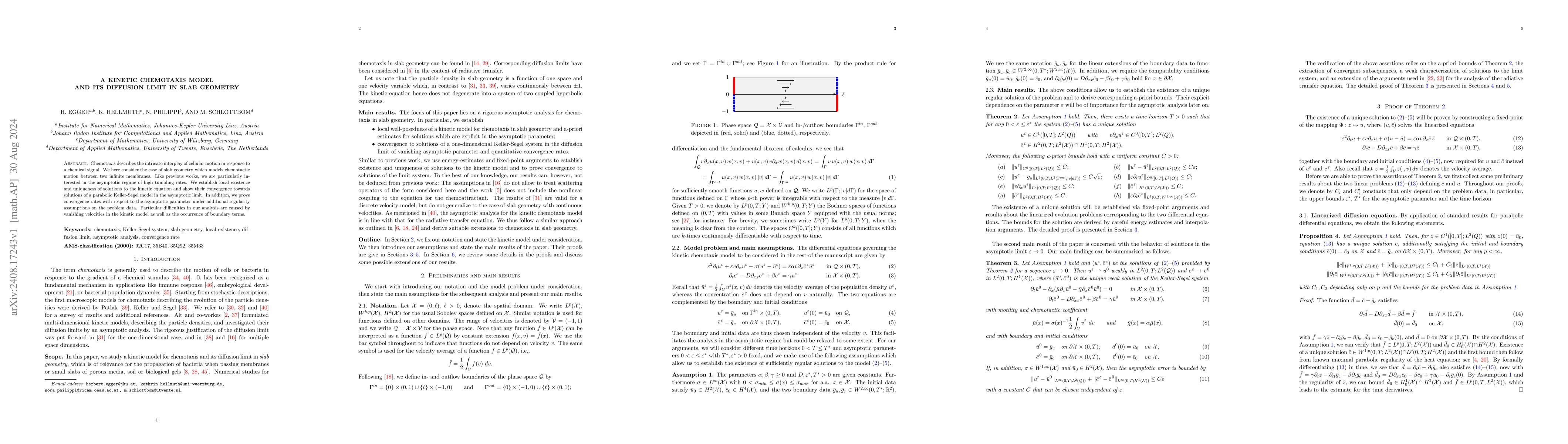 Thumbnail for A kinetic chemotaxis model and its diffusion limit in slab geometry