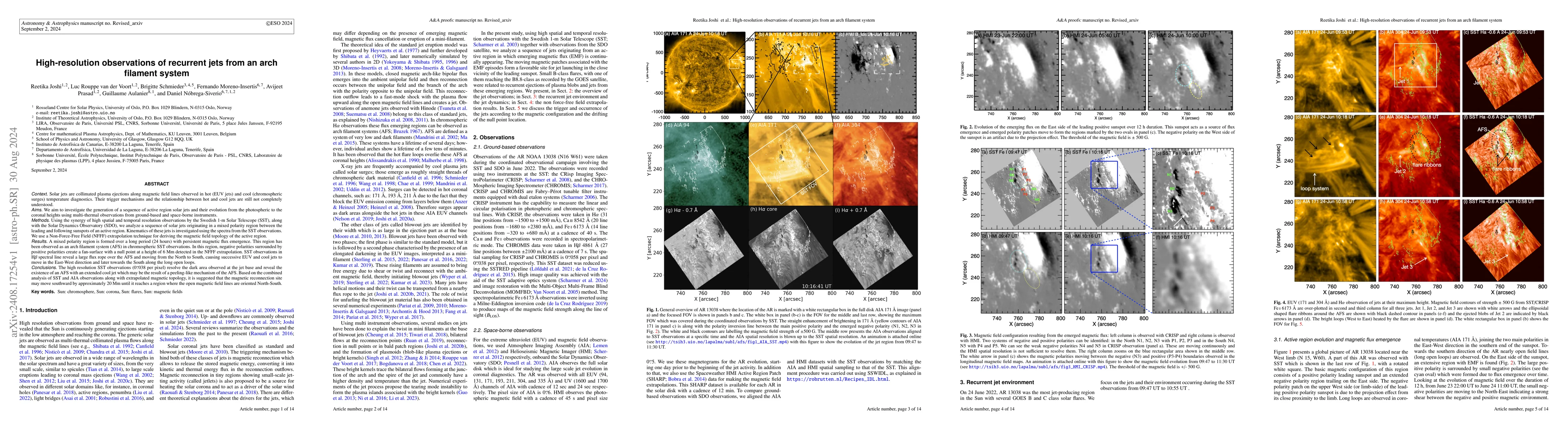 Thumbnail for High-resolution observations of recurrent jets from an arch filament
  system