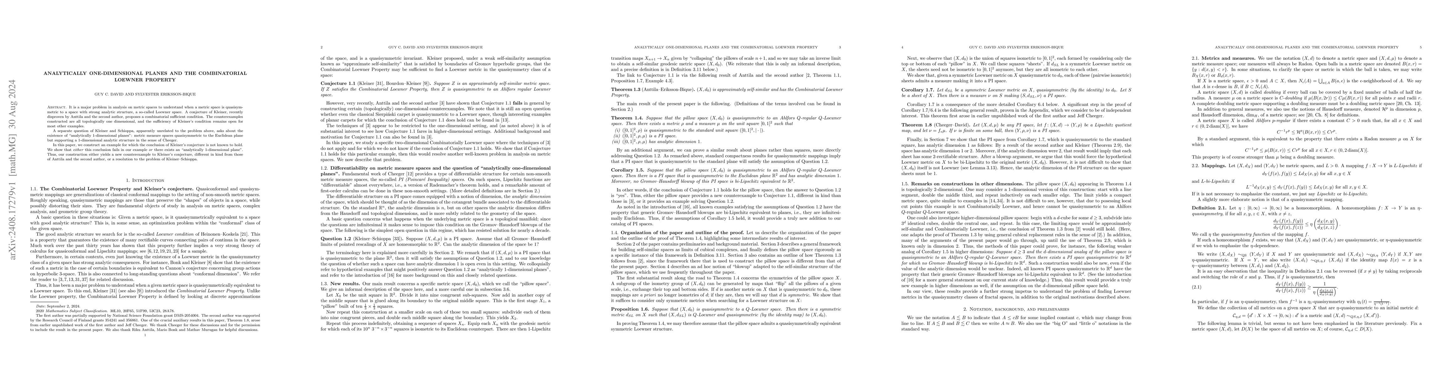 Thumbnail for Analytically one-dimensional planes and the Combinatorial Loewner
  Property
