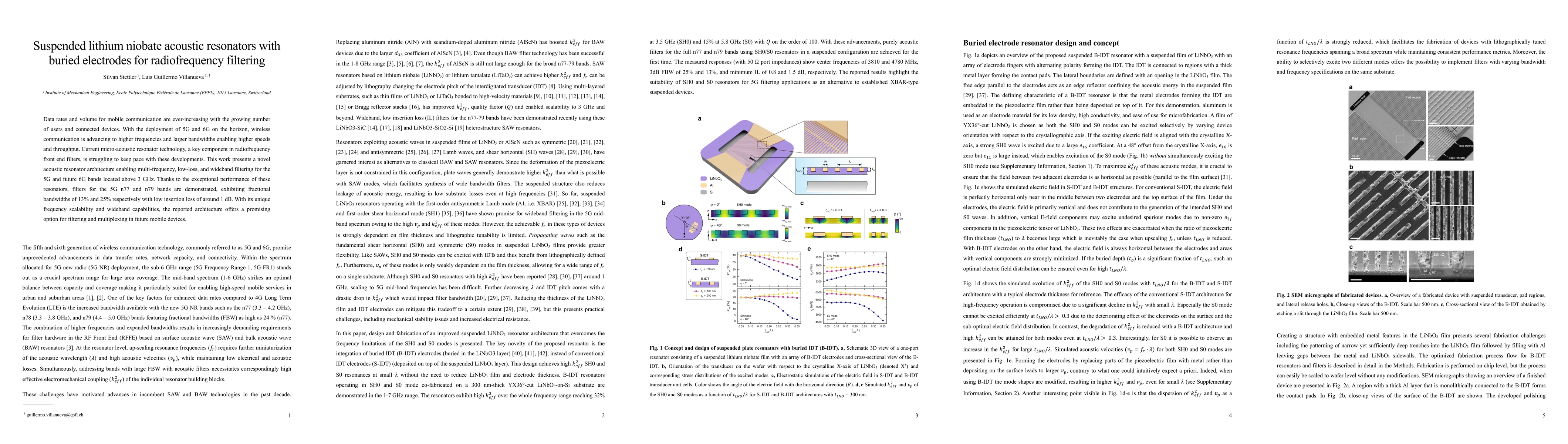 Thumbnail for Suspended lithium niobate acoustic resonators with buried electrodes for
  radiofrequency filtering