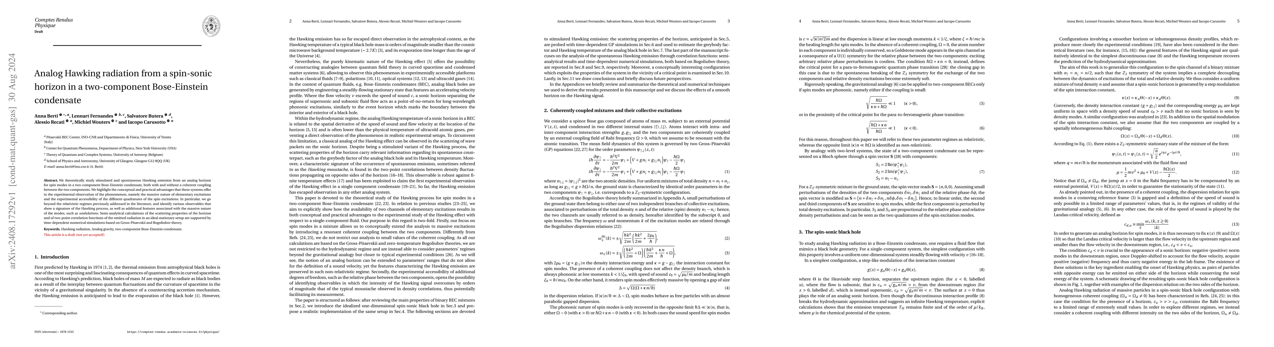 Thumbnail for Analog Hawking radiation from a spin-sonic horizon in a two-component
  Bose-Einstein condensate