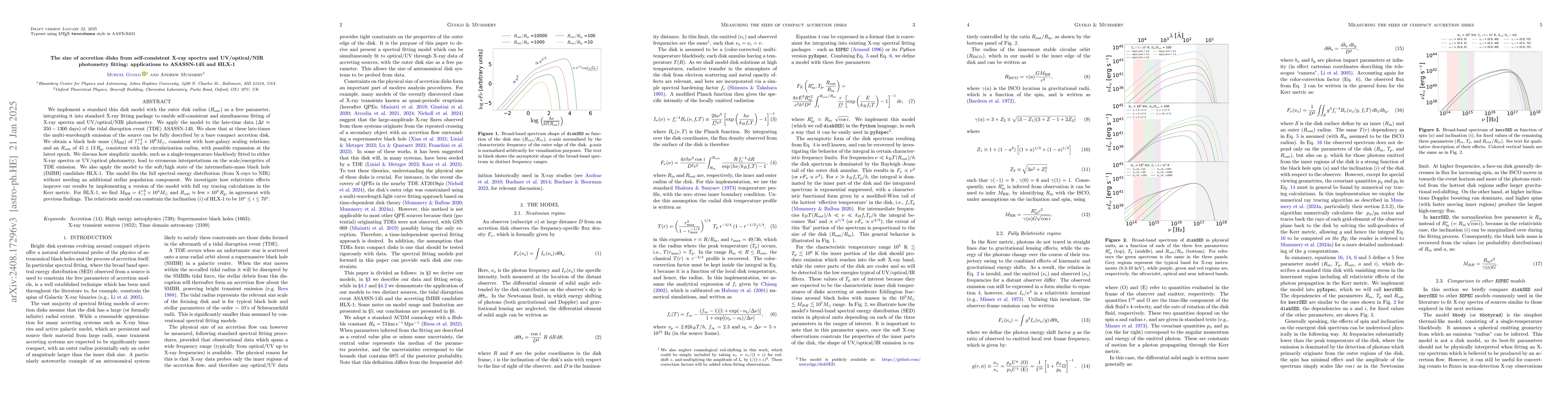 Thumbnail for The size of accretion disks from self-consistent X-ray spectra +
  UV/optical/NIR photometry fitting: applications to ASASSN-14li and HLX-1