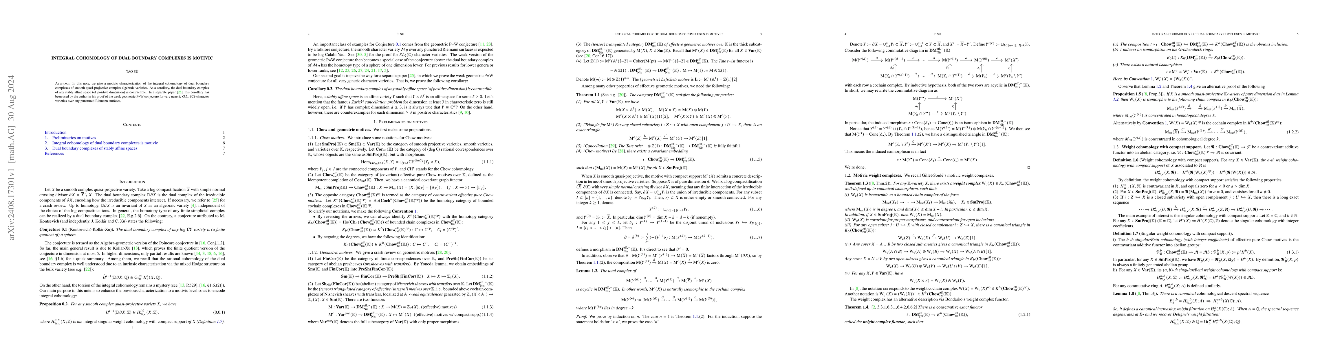 Thumbnail for Integral cohomology of dual boundary complexes is motivic