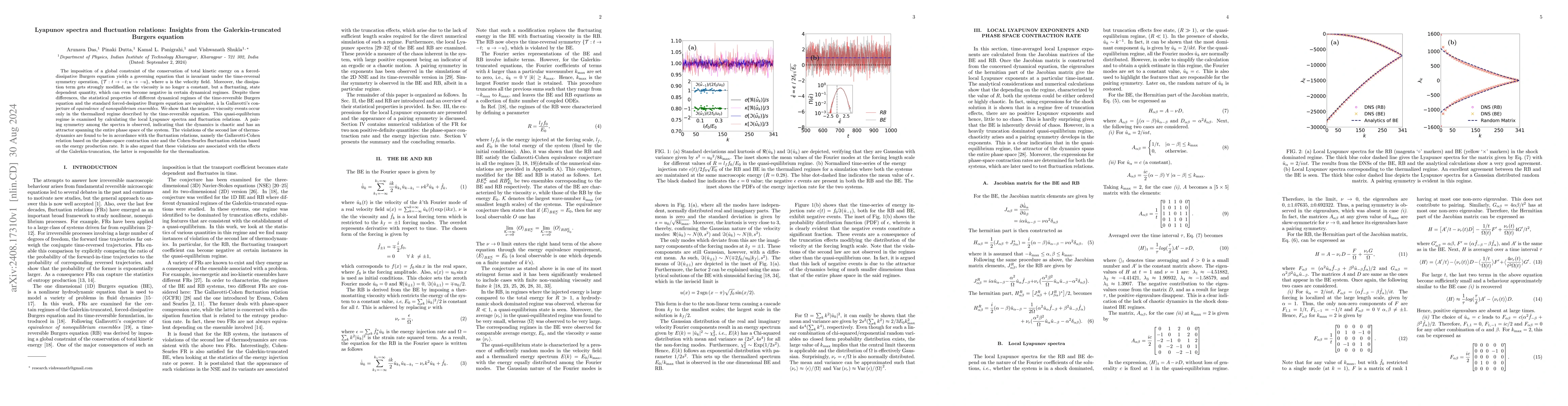 Thumbnail for Lyapunov spectra and fluctuation relations: Insights from the
  Galerkin-truncated Burgers equation