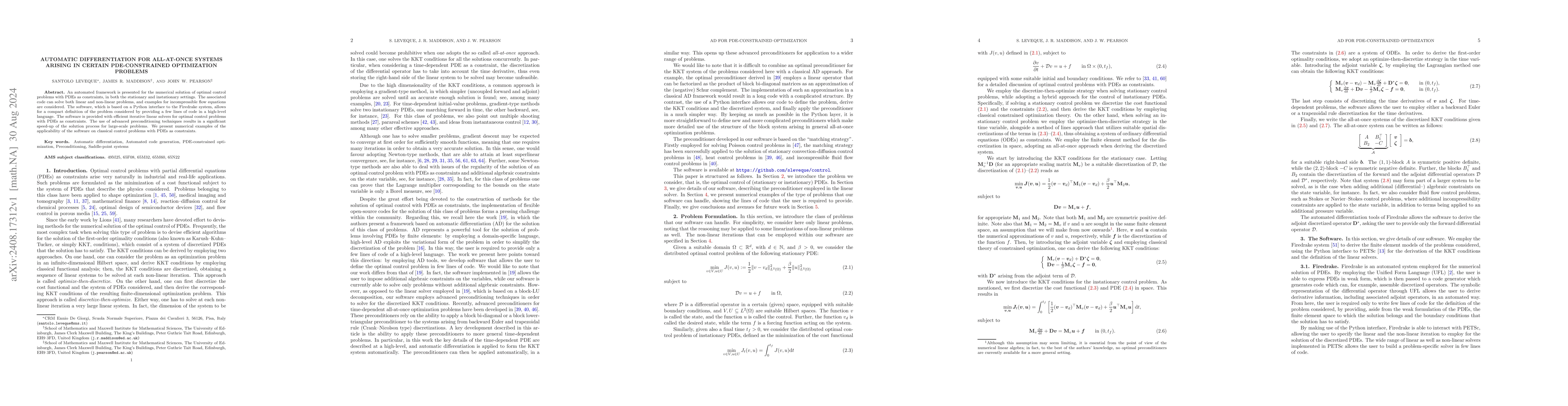 Thumbnail for Automatic Differentiation for All-at-once Systems Arising in Certain
  PDE-Constrained Optimization Problems