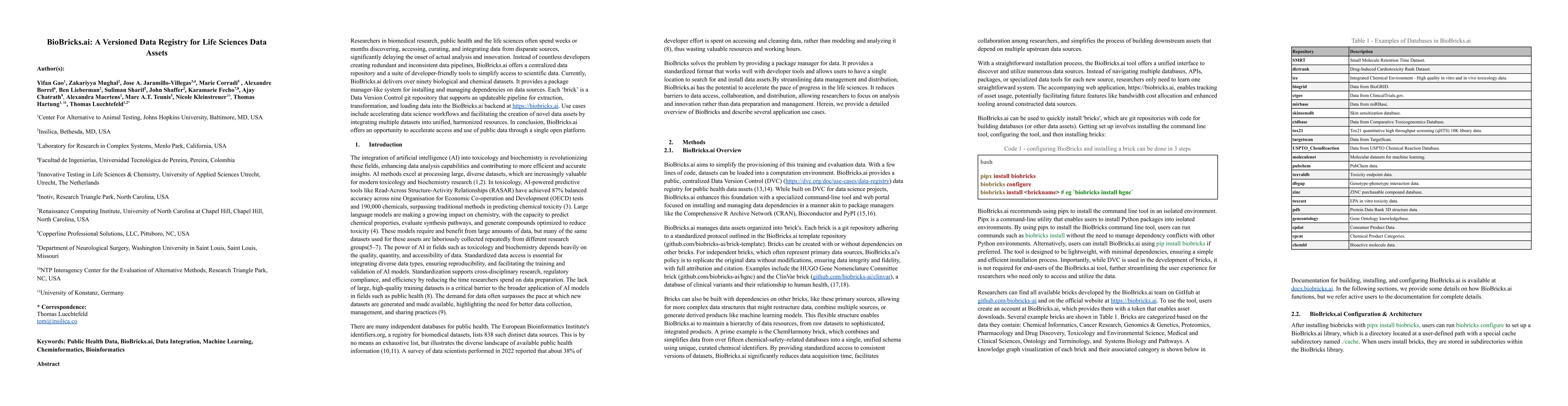 Thumbnail for BioBricks.ai: A Versioned Data Registry for Life Sciences Data Assets