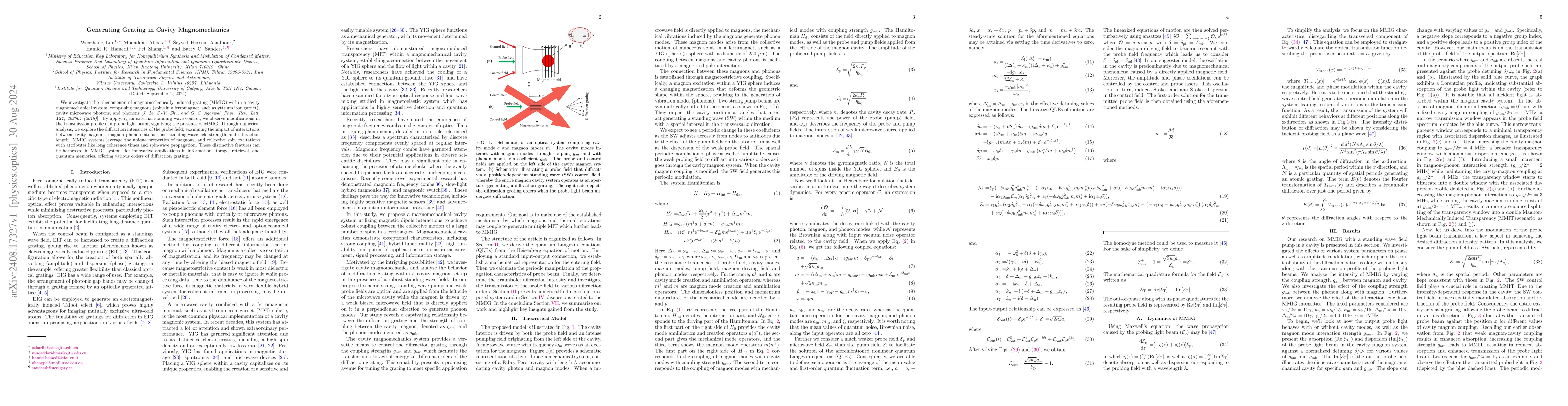 Thumbnail for Generating Grating in Cavity Magnomechanics