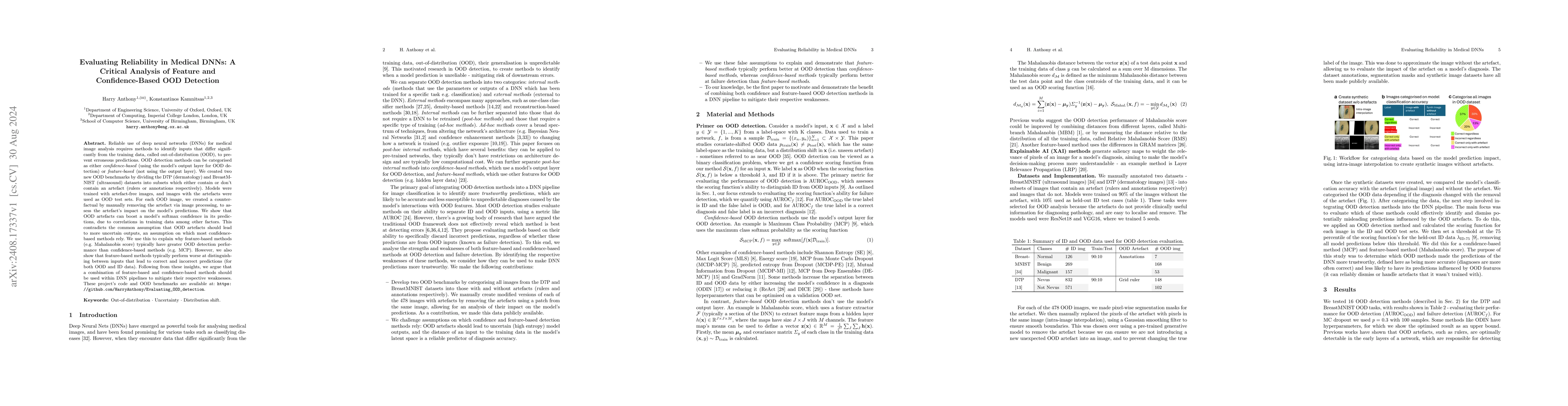 Thumbnail for Evaluating Reliability in Medical DNNs: A Critical Analysis of Feature
  and Confidence-Based OOD Detection