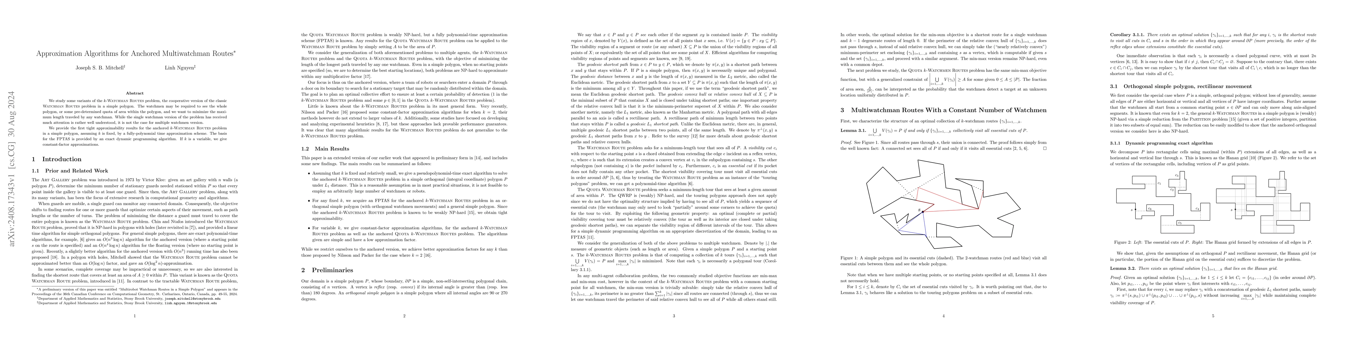 Thumbnail for Approximation Algorithms for Anchored Multiwatchman Routes