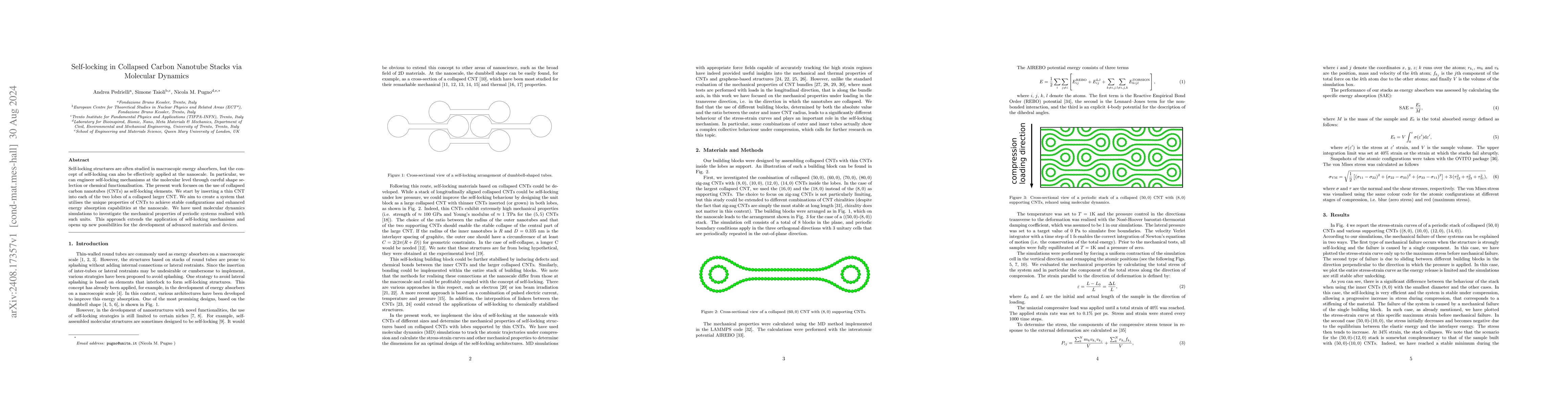 Thumbnail for Self-locking in Collapsed Carbon Nanotube Stacks via Molecular Dynamics