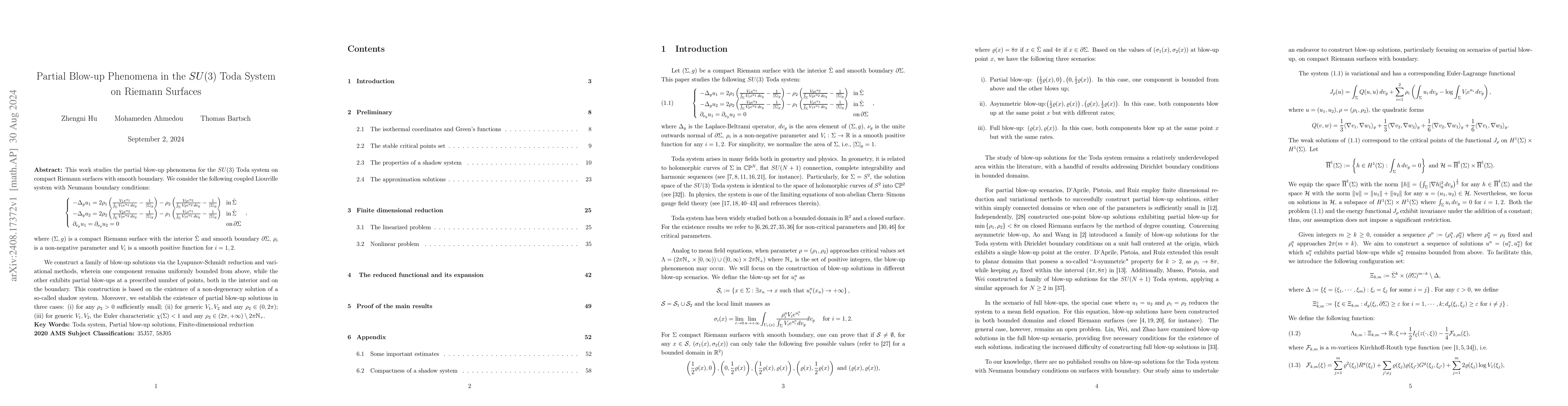 Thumbnail for Partial Blow-up Phenomena in the $SU(3)$ Toda System on Riemann Surfaces