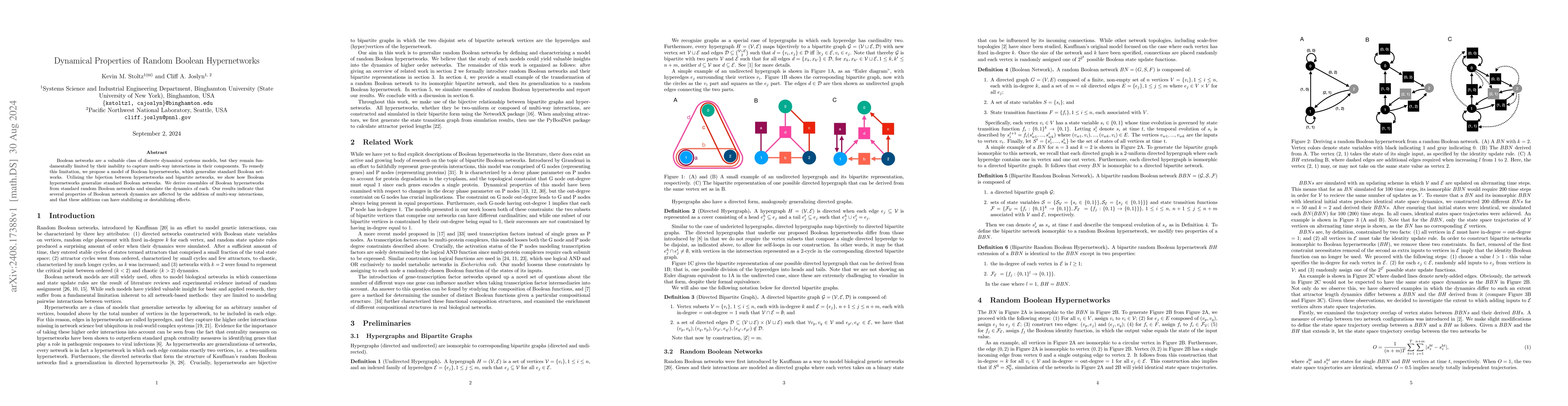 Thumbnail for Dynamical Properties of Random Boolean Hypernetworks