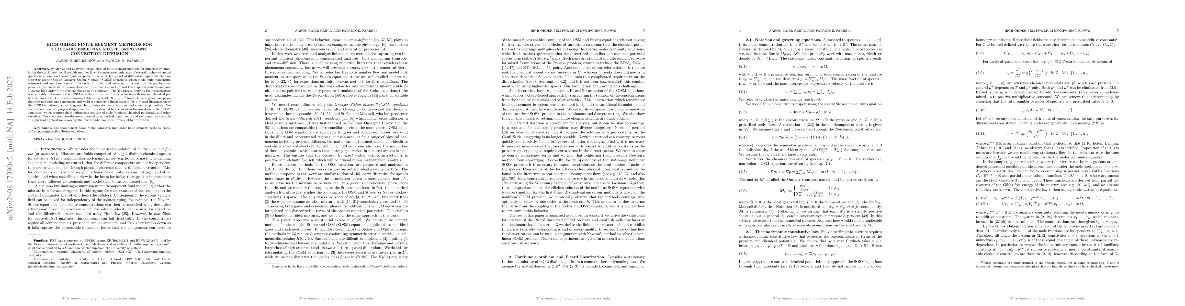 Thumbnail for High-order finite element methods for three-dimensional multicomponent
  convection-diffusion