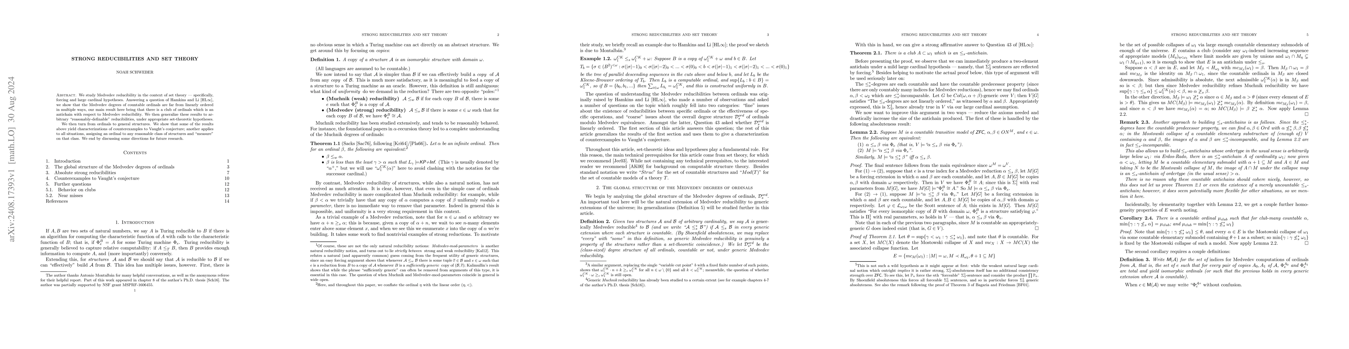 Thumbnail for Strong reducibilities and set theory