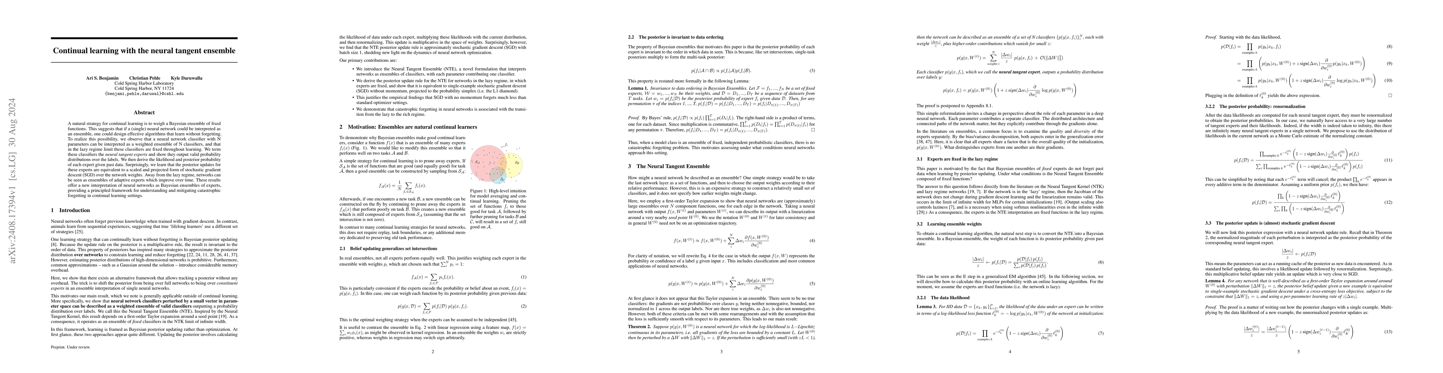 Thumbnail for Continual learning with the neural tangent ensemble