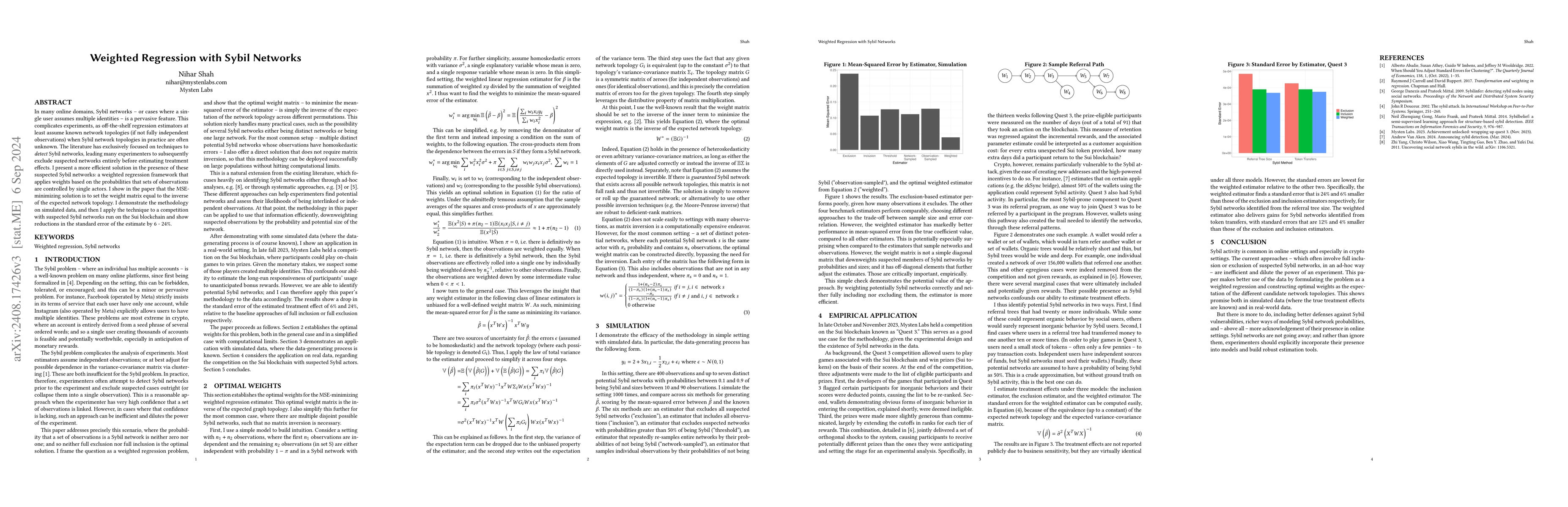 Thumbnail for Weighted Regression with Sybil Networks