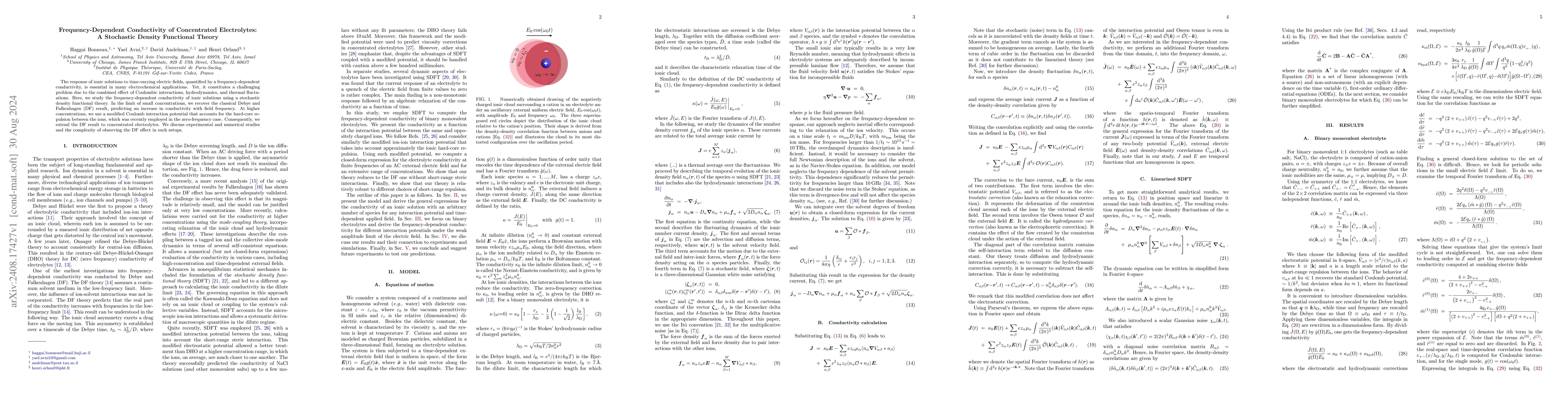 Thumbnail for Frequency-Dependent Conductivity of Concentrated Electrolytes: A
  Stochastic Density Functional Theory