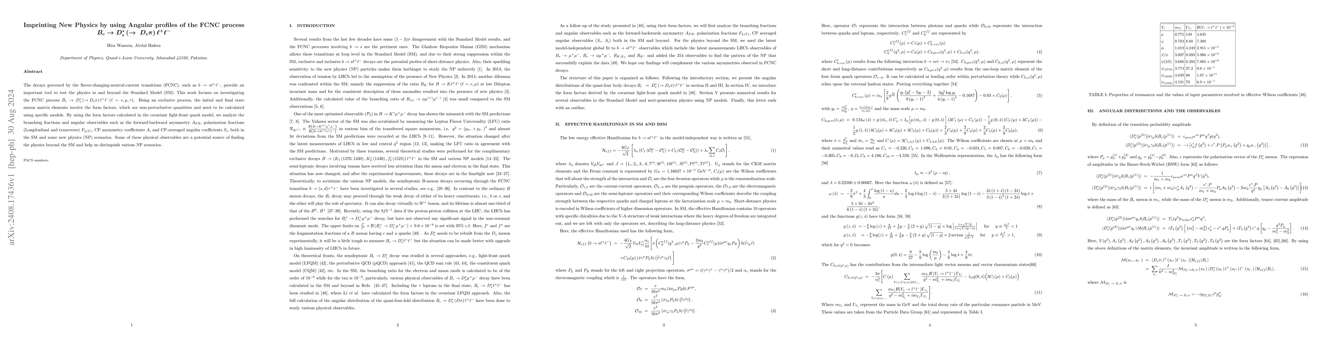 Thumbnail for Imprinting New Physics by using Angular profiles of the FCNC process
  $B_{c}\to D_{s}^{*}\left(\to \;D_{s}π\right)\ell^{+}\ell^{-}$