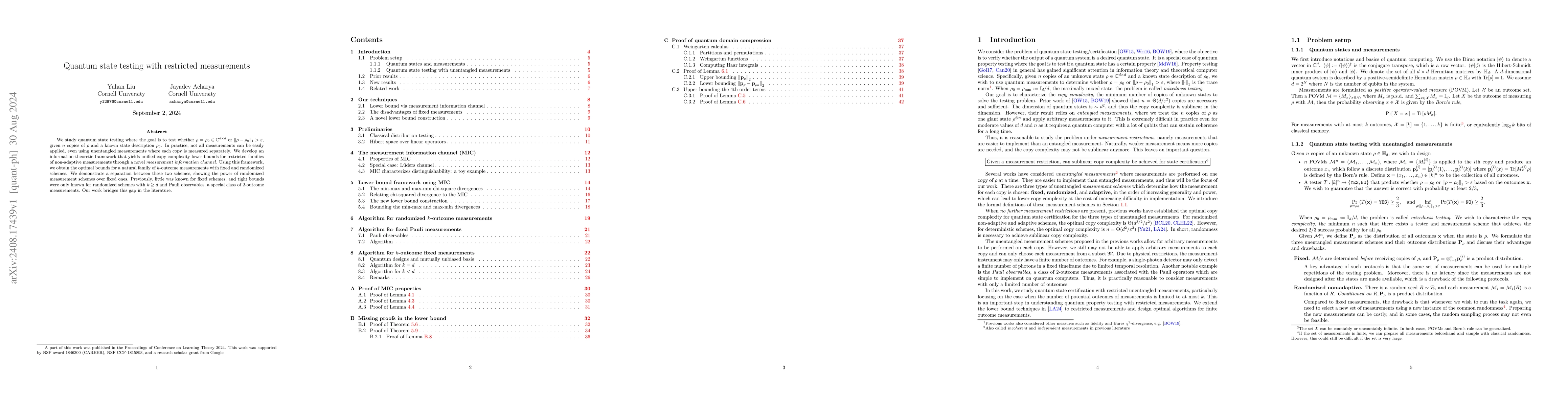 Thumbnail for Quantum state testing with restricted measurements