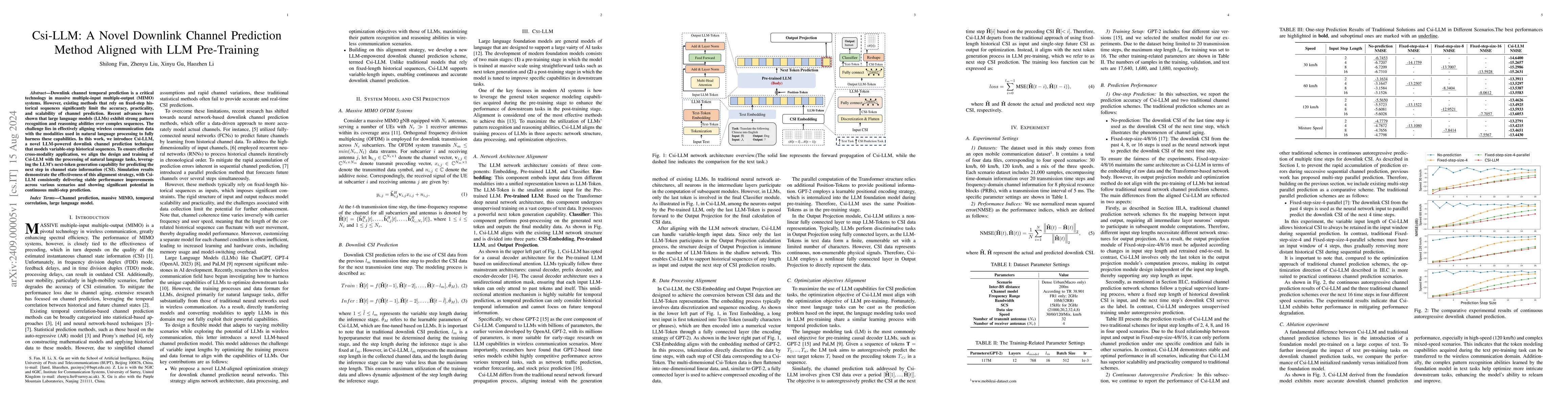 Thumbnail for Csi-LLM: A Novel Downlink Channel Prediction Method Aligned with LLM
  Pre-Training